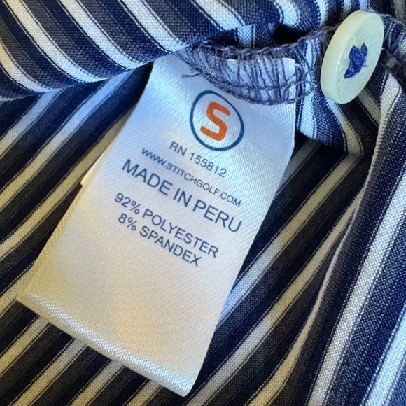 Stitch Gulfstream short sleeve polo golf shirt gray blue white stripe M/L - Picture 13 of 14